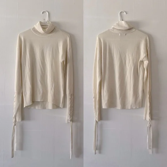 NWT Ramy Brook Walt Turtle Neck Long Lace-Up Sleeve Top - Picture 5 of 9
